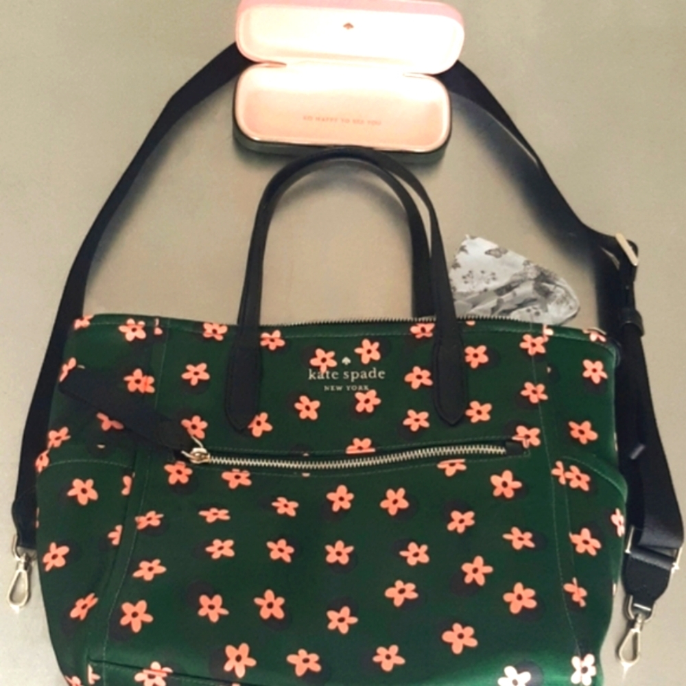 NWOT🌸KateSpade➕BONUS MATCHING EYEGLASS CASE!Green with🌸Flowers. - Picture 1 of 16